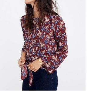 EUC Madewell bell-sleeve tie top in antique flora